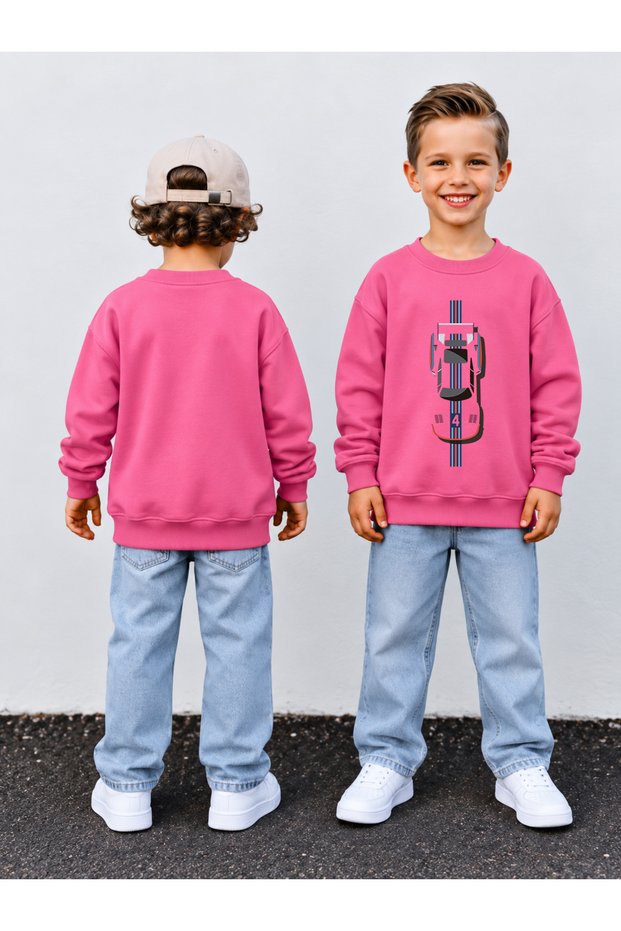 Crew Neck Sweatshirt for Boys, Printed 3-Yarn Hooded Winter Sweatshirt