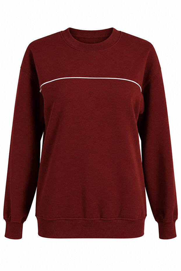 O-Neck 3 Threaded Cherry Women's Sweatshirt 27Kdt1000015