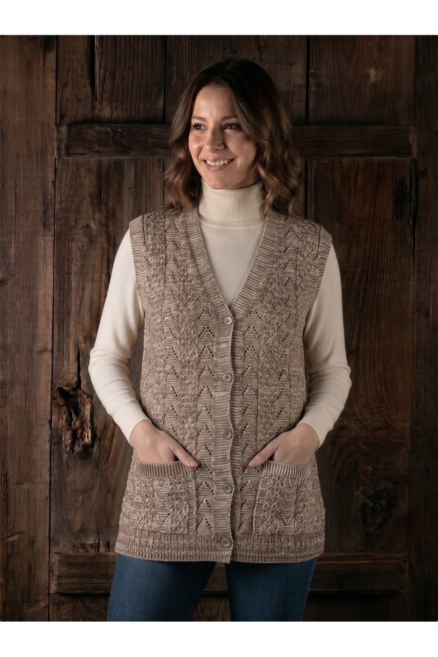Mother's Vest Classic Knitted Wool Cotton Blend