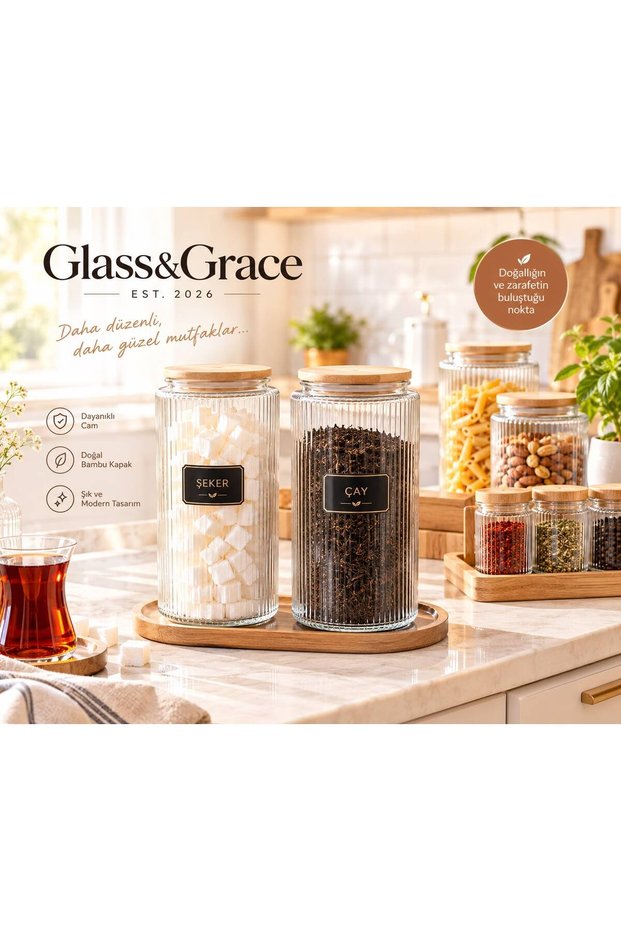 2-Piece Set of 1500 ml Vacuum Bamboo Lid Food Jars with Stands – with Gift Tag