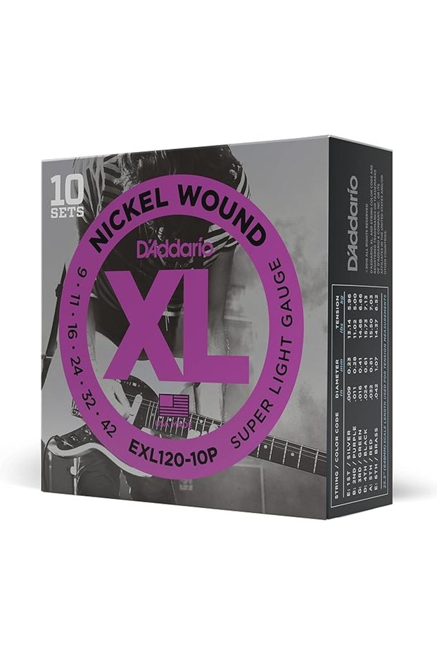 D'Addario (Regular Light, Single Set) - EXL110 Nickel Wound Electric Guitar Strings, Regular Light,