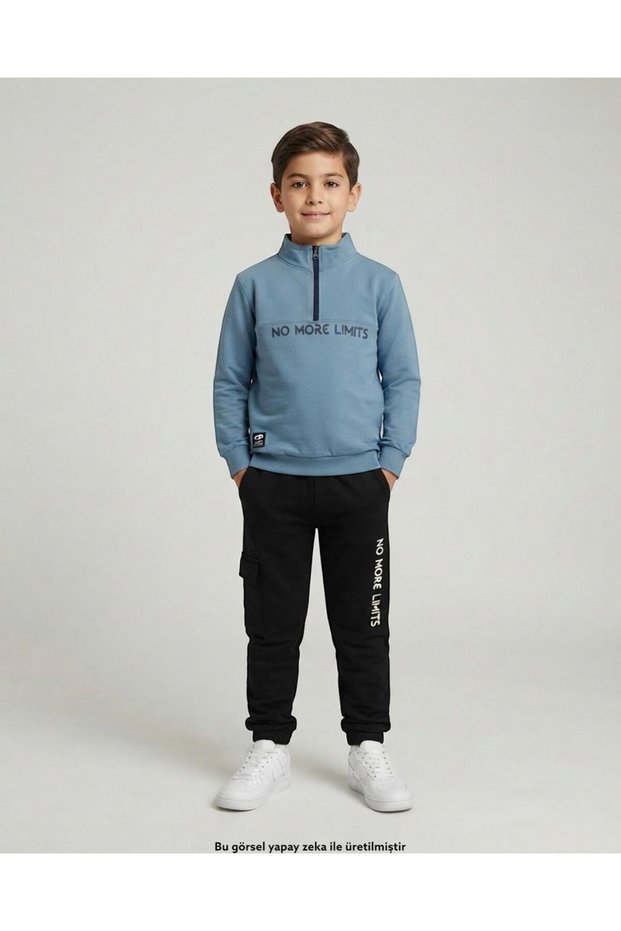 Boys 10-11-12-13-14 Years Old, 2-Piece Tracksuit Set with Zippered Stand Collar Sweatshirt and Sweatpants
