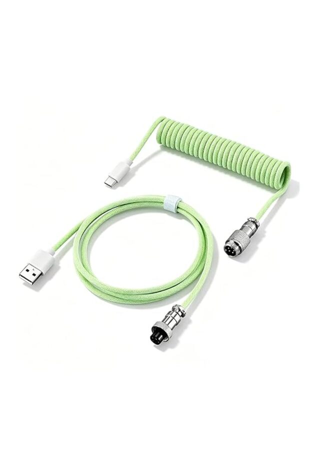 Coiled Keyboard Cable Pro Custom Coiled USB C Cable (Fluorescent Green)