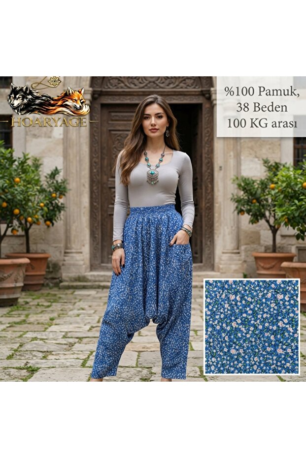 Authentic Village Salwar 100% Cotton Viscose Floral Patterned Comfortable Cut Women's Salwar with Net 38Size 100 kg