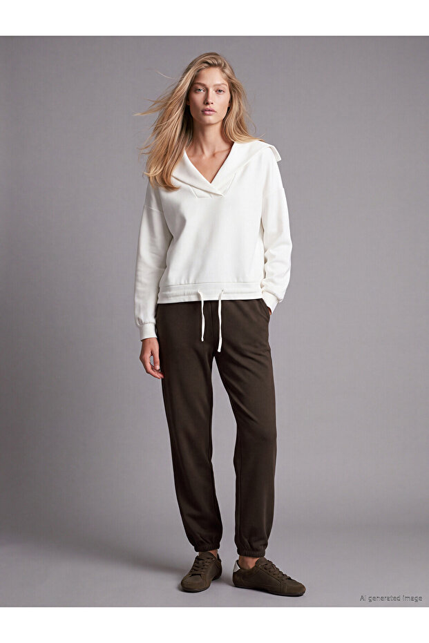 Two Mt Shop Quality Natuvera Brown Women's Jogger Sweatpants with Elastic Waist