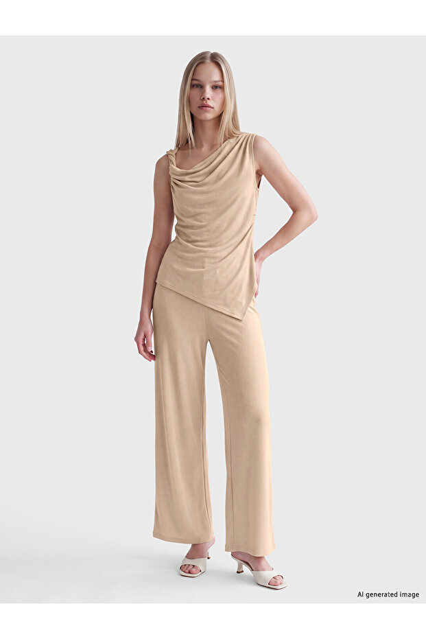 Two Mt Shop Quality Lcw Vision Beige Plain Standard & Regular Women's Sweatpants