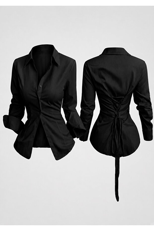 Women's Slim Fit Waist-Tied Stylish Shirt with Tie Back
