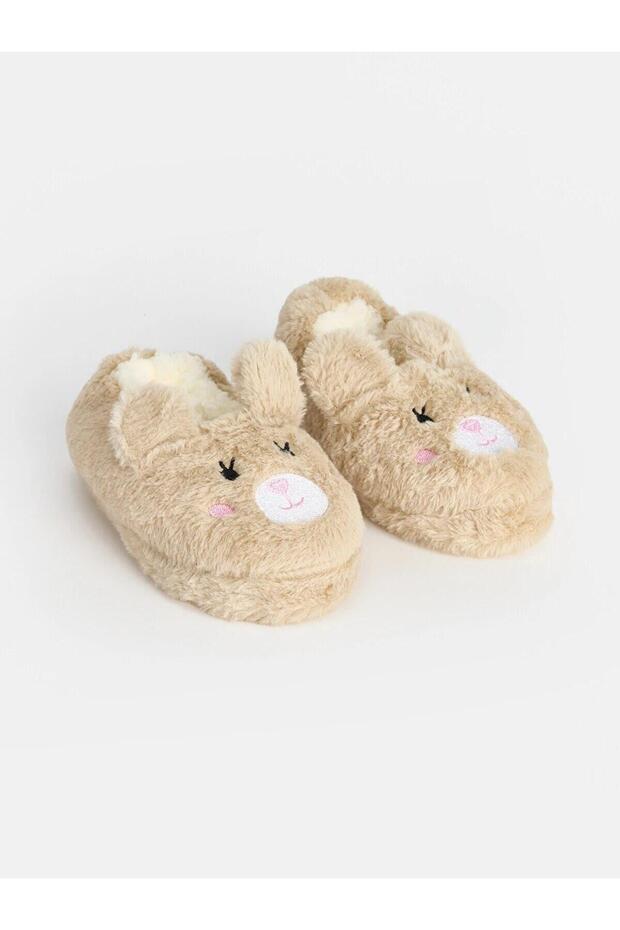 Girl's Plush Slippers with Rabbit Figure (W6)