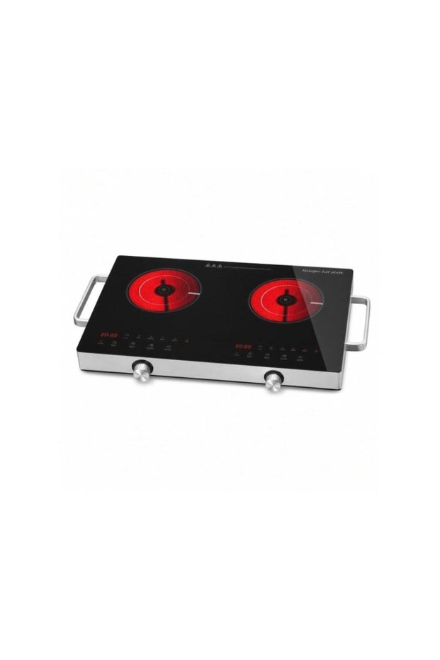 Double Burner Infrared Electric Cooker with 2800W Power, Dual Heating Zones and Adjustable Temperature