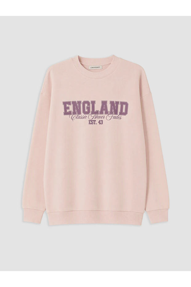 Pink Printed Women's Thick Sweatshirt Tunic