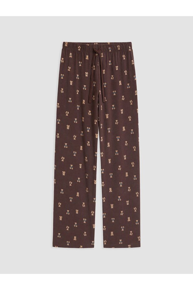 Brown Teddy Bear Patterned Women's Pajama Bottoms