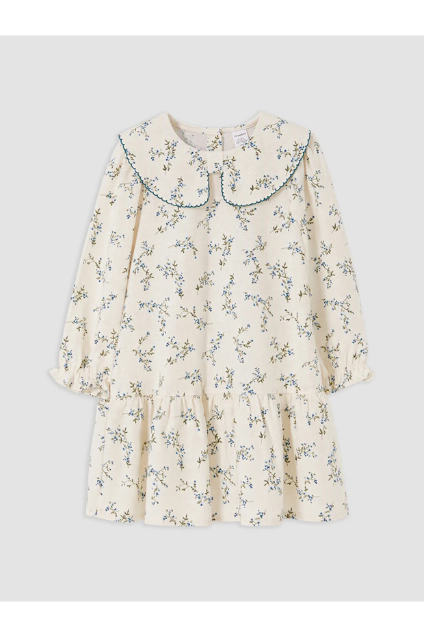 Ecru Baby Collar Floral Girl's Dress