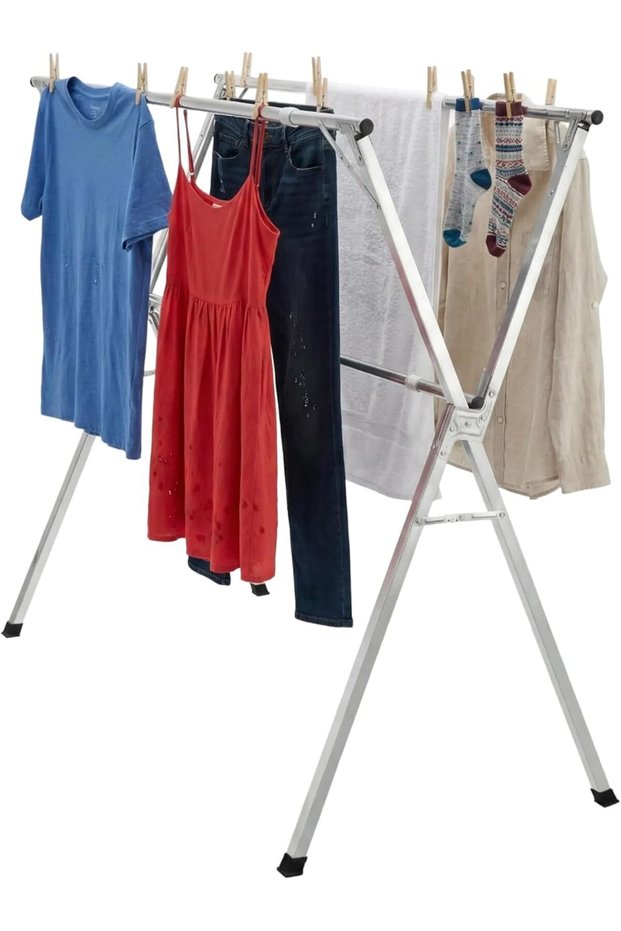 Stainless Steel Foldable Clothes Drying Rack - 2meter - Futon Dryer, Double Bar, Extendable, Folding
