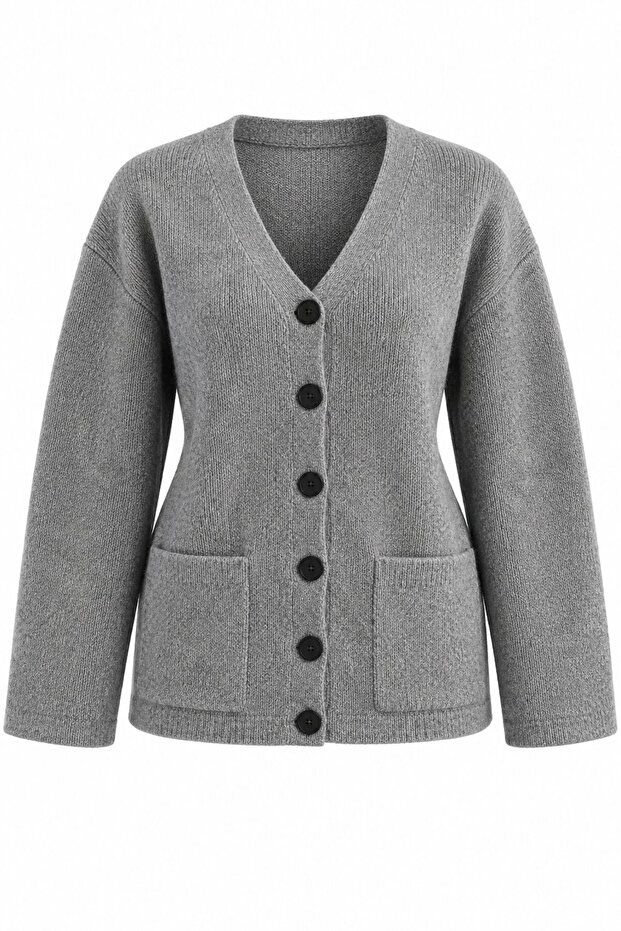 Gray Double Pocket Thessaloniki Cardigan - 2Y04622