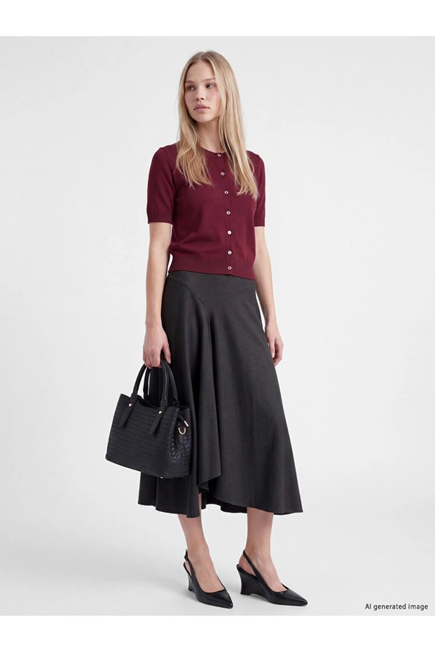 Gray Zippered Asymmetrical Cut Flounce Skirt