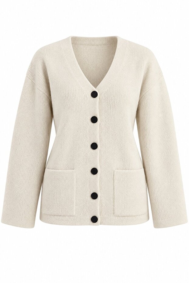 Bone Double Pocket Thessaloniki Cardigan - 2Y04622