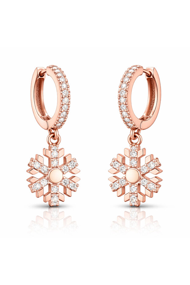 Silver Dangle Rose Snowflake Women's Earrings