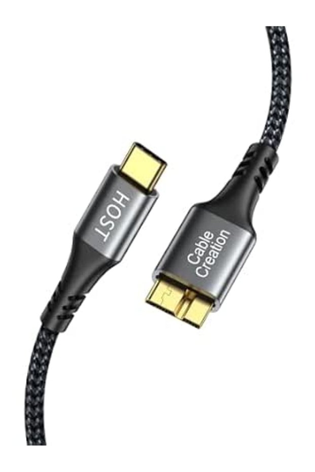 كابل CableCreation من USB C إلى Micro B بسرعة 10 جيجابت في الثانية، طول 1.6 قدم، سلك USB C للأقراص الصلبة
