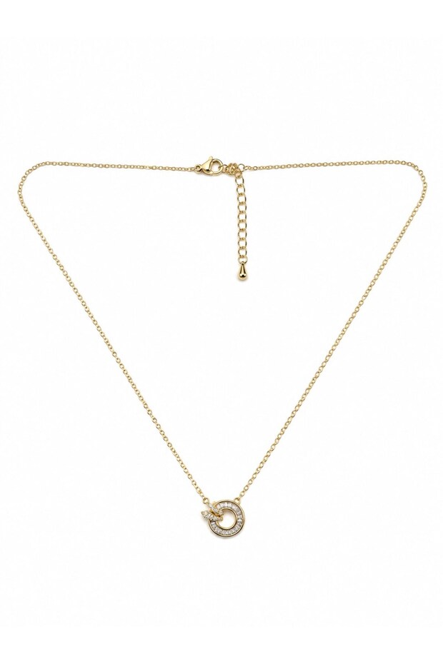Circle Shaped Baguette Stone Gold Necklace