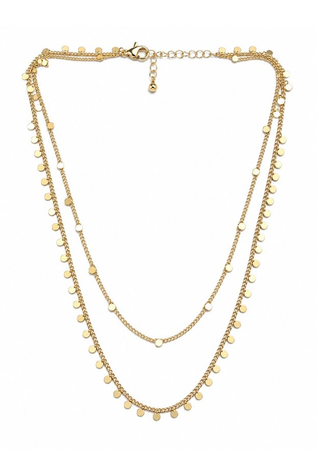 Sequin Row Double Row Gold Necklace