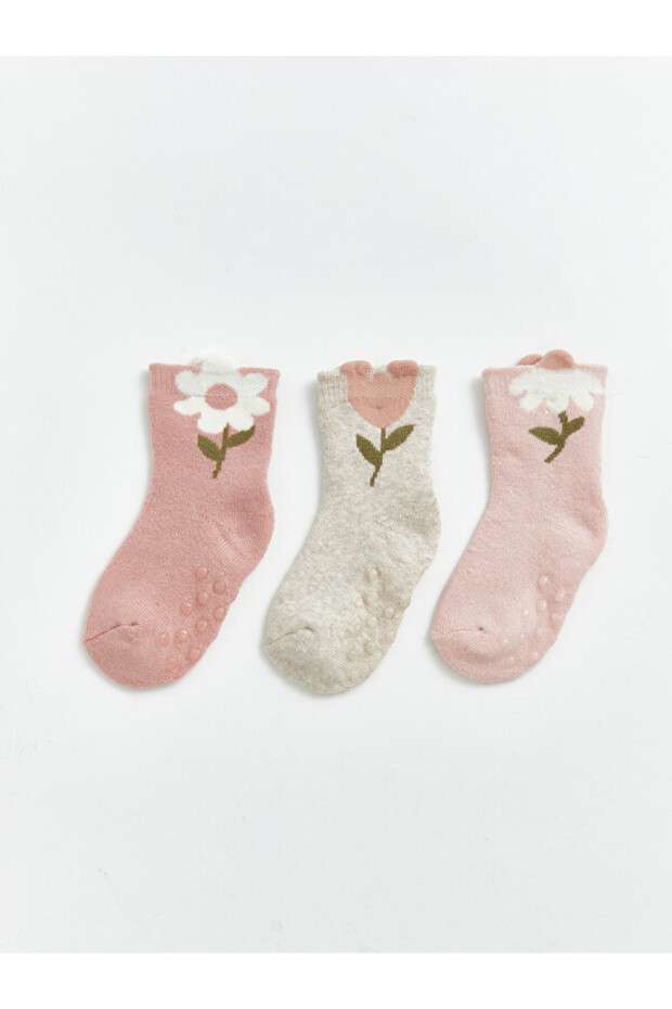 Esvab • Modern & Distinctive Floral Baby Girl Socks 3-Piece Set