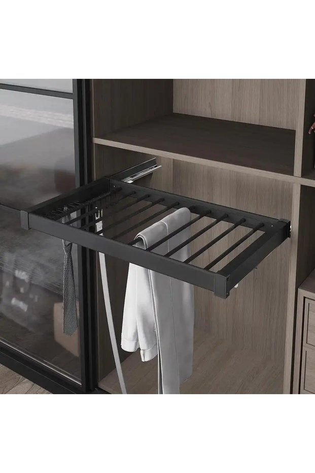 Hidden Rail Aluminum Trouser Rack with Brake Anthracite Module 80cm (S-6709-A)