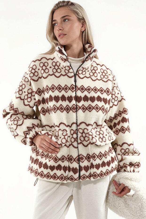 Ethnic Patterned Plush Jacket
