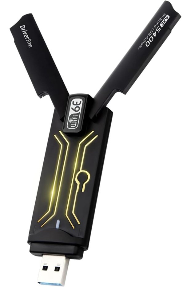محول واي فاي 6E عالي السرعة بمنفذ USB، محول شبكة لاسلكية ثلاثي النطاق بسرعة AX5400 ميجابت في الثانية للكمبيوتر الشخصي، USB 3.0، متوافق