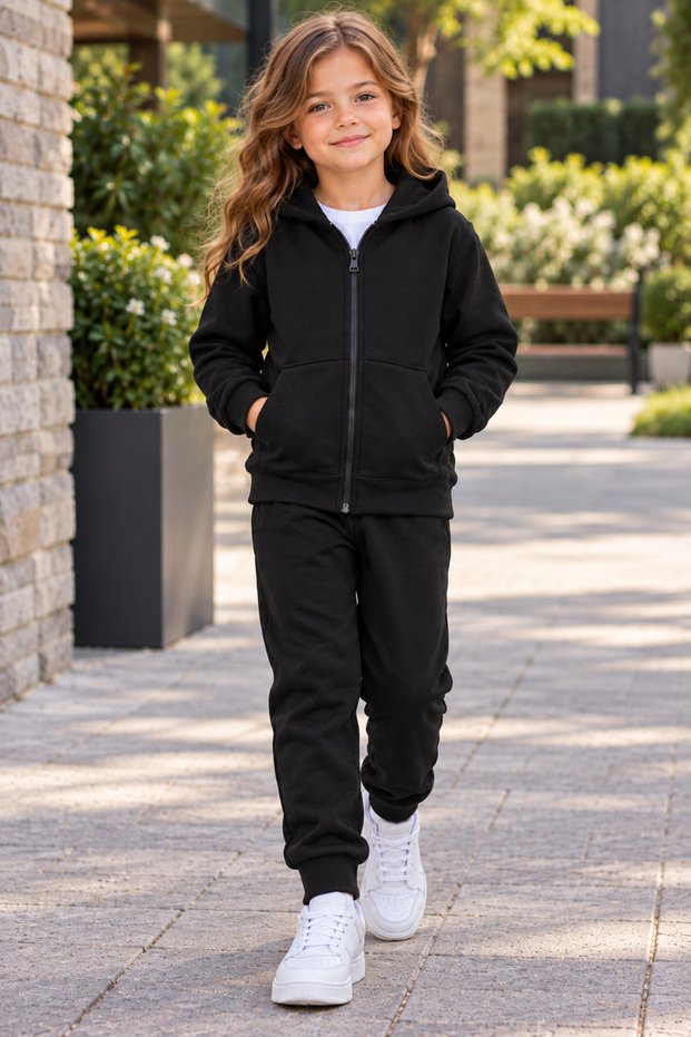 GIRL'S ZIPPERED HOODED Tracksuit Set