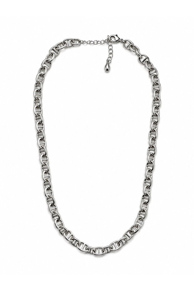 Oval Row Silver Necklace