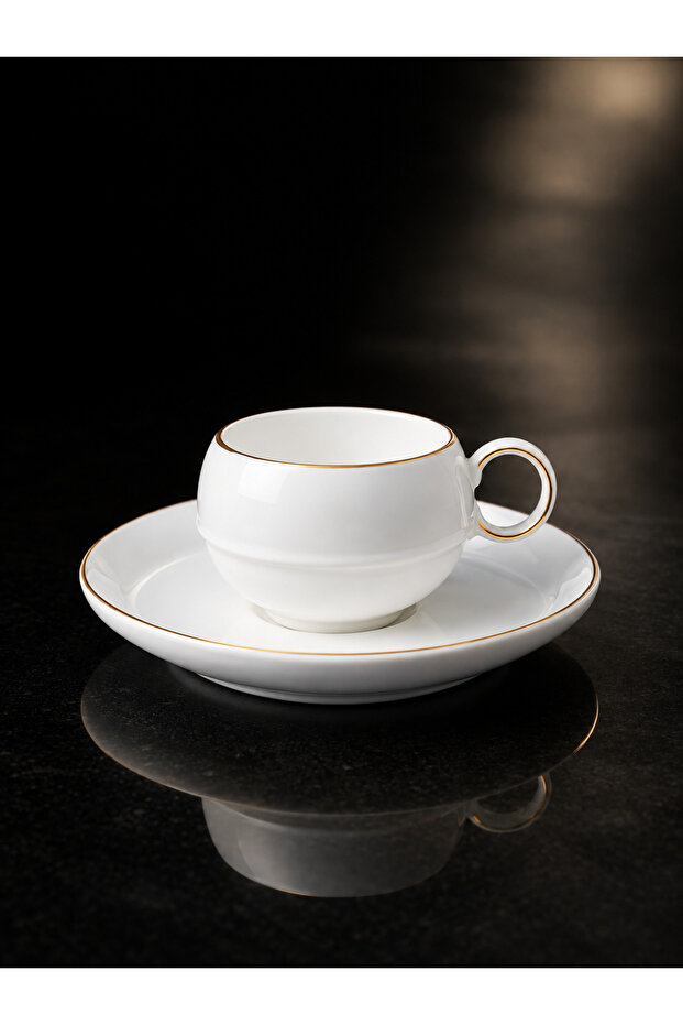 6-Piece Turkish Coffee Cup Set – Gold Porcelain Set, Stylish Dowry & Guest Presentation Set