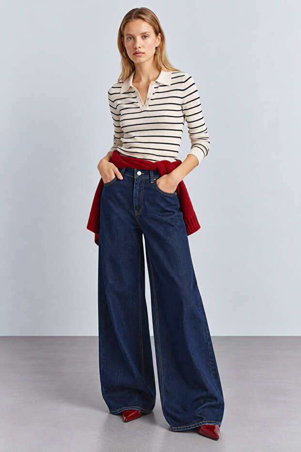 Washable Wide Leg Women's Jean Pants | Mkw4611634-1