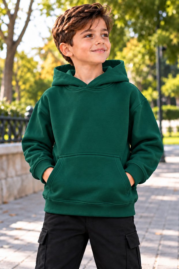 Boys' Hooded Oversized Sweatshirt with Kangaroo Pocket