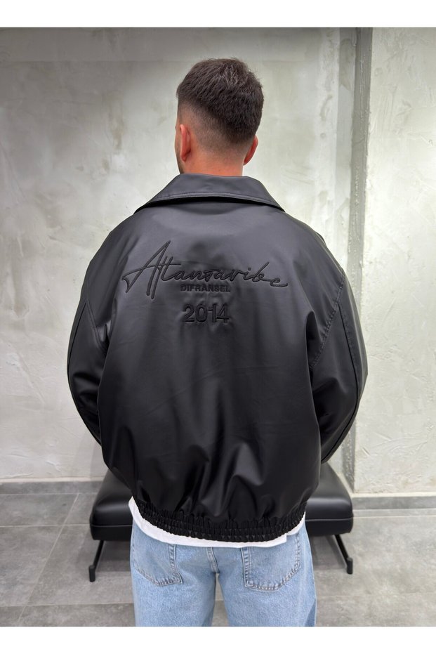 Atlanta Vibe Embroidered Black Leather Jacket