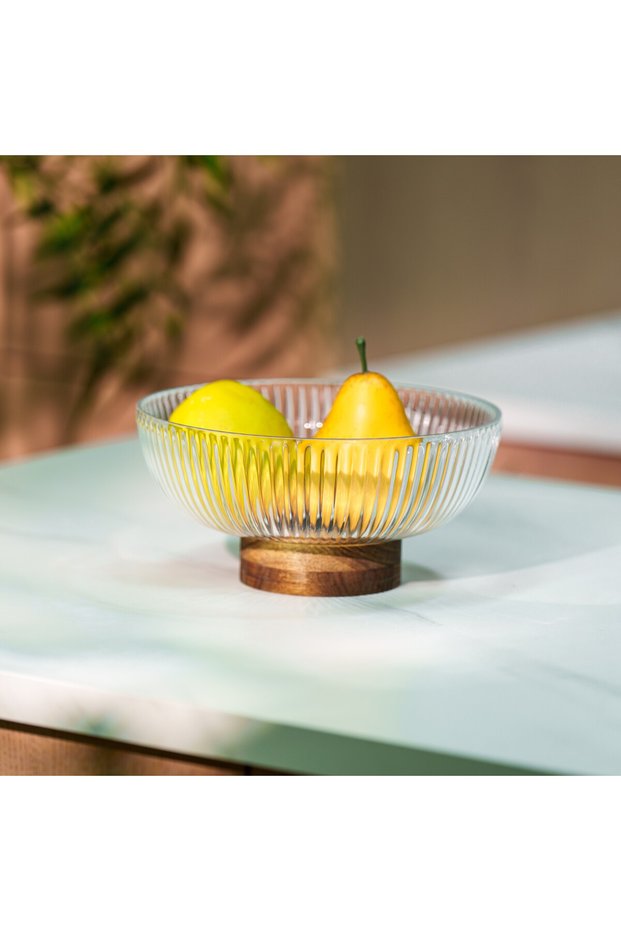 Mi̇en Akasya Glass Bowl with Stand 21X10 cm