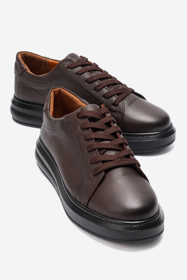Genuine Leather, Thick Sole, Inside and Outside Leather Men's Shoes
