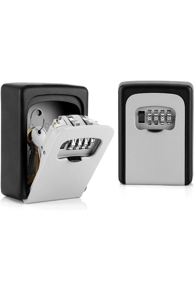 Key Lock Box Wall Mounted, Portable Combination Key Storage Box for Keys, Resettable Code Safe Secur