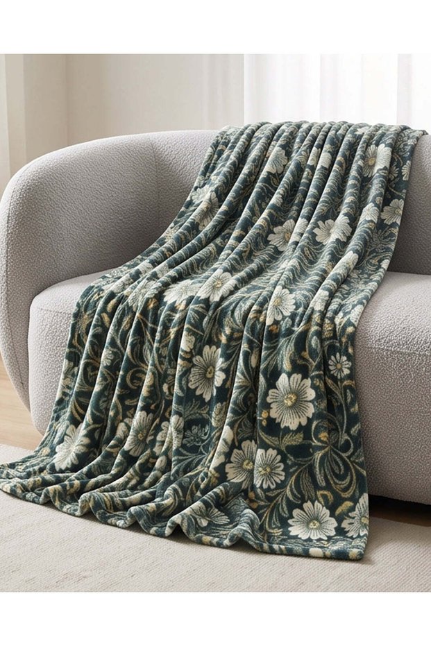 Green Floral Printed Blanket (200 x 150 cm)