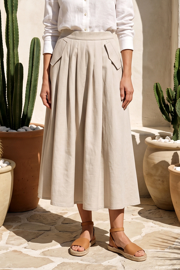 Pocket Detailed Lined Skirt 420215 Gray