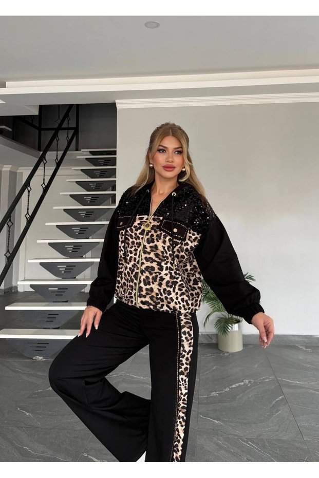 Sequin Detailed Leopard 2 Thread Set