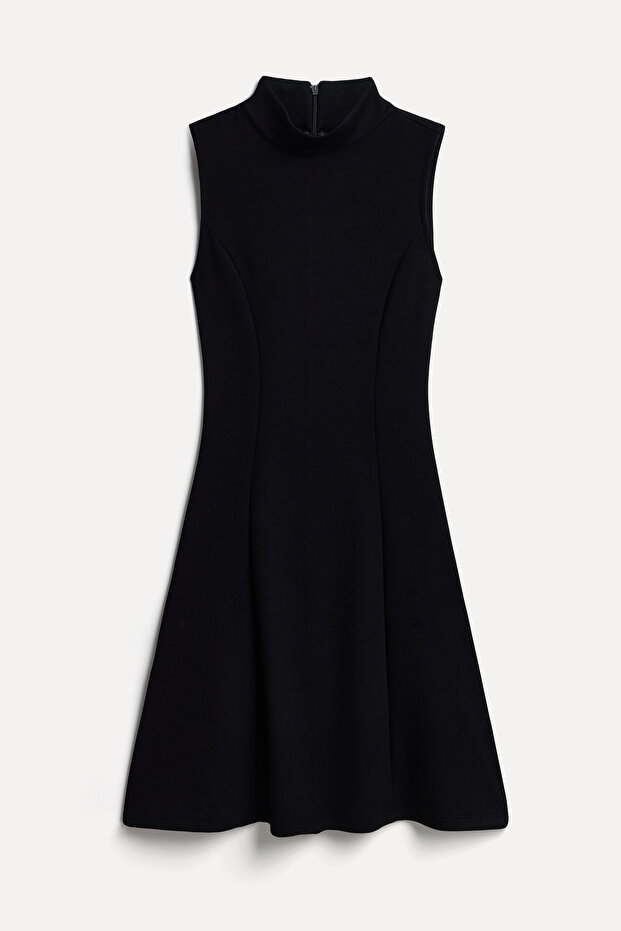Women's Black A-Form Sleeveless Mini Dress