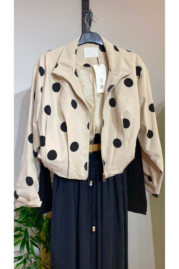Women's Polka Dot Zippered Bomber Jacket