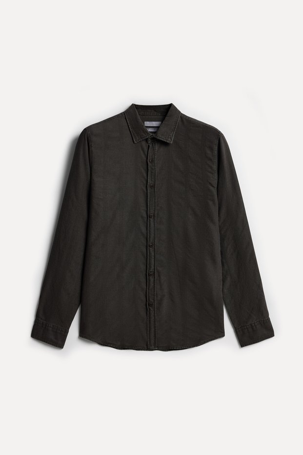 Men's Brown Lyocell Blend Regular Fit Long Sleeve Shirt