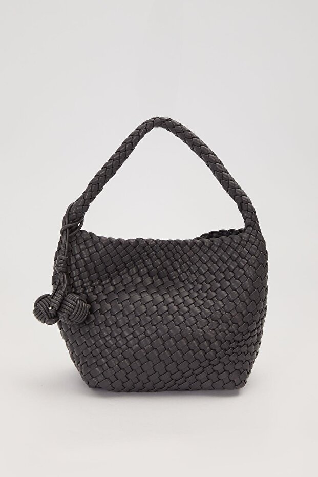 Rectangular Shape Knitted Model Handbag Gray