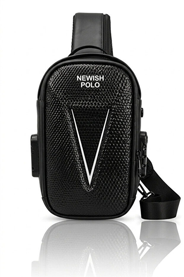 Conch Cross Chest Bag Waist Bag Cross Shoulder Bag Water Resistant Black Men's Shoulder Bag