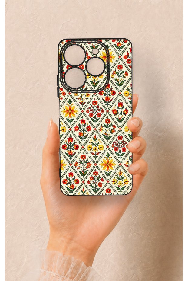 Tecno Spark 10 Pro Compatible Tile Tulip Patterned Silicone Case
