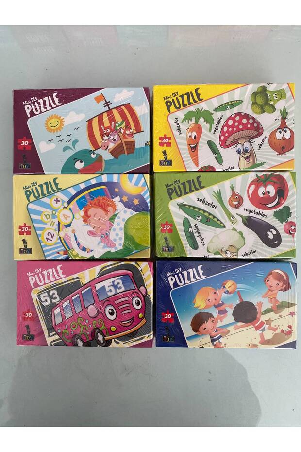 30-Piece Cardboard Puzzle Mini Size Set of 6 3