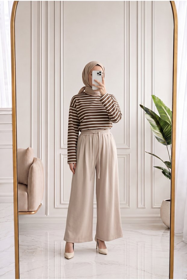 Gülçehre Pencil Pants-Bn4779 Stone