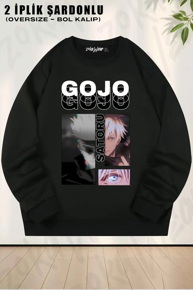 Jujutsu Kaisen Gojo Satoru V8 Printed Crew Neck Sweatshirt