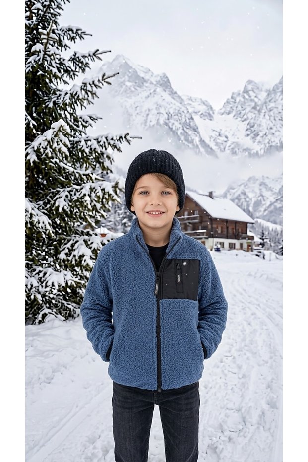 Boy Welsoft Plush Sweatshirt Cardigan Jacket